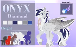 Size: 4900x3000 | Tagged: safe, artist:berielmoest, derpibooru import, edit, big macintosh, princess cadance, trouble shoes, oc, oc:onyx diamond, pegasus, pony, big, big pony, big tail, chest fluff, cutie mark, drool, ear fluff, eyebrows, eyebrows visible through hair, fluffy, image, large wings, long tongue, looking at you, not porn, png, reference, reference sheet, sfw, sfw edit, sfw version, sheet, size difference, smiling, smiling at you, solo, tail, tongue out, wings