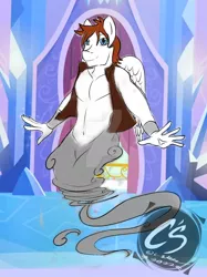 Size: 1024x1366 | Tagged: safe, artist:adhiguna, artist:johnathon-matthews, derpibooru import, oc, anthro, genie, genie pony, human, pegasus, background, commission, deviantart watermark, humanized, humanized oc, image, jpeg, obtrusive watermark, solo, watermark