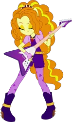Size: 1122x1899 | Tagged: safe, artist:robocheatsy, derpibooru import, adagio dazzle, anthro, equestria girls, belt, clothes, decoration, electric guitar, eyes closed, eyeshadow, female, gem, gloves, guitar, image, jewelry, long hair, long socks, makeup, musical instrument, necklace, png, pony ears, simple background, solo, transparent background, vector, yellow eyeshadow