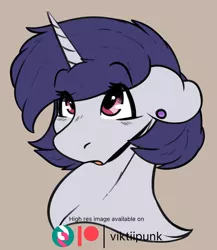 Size: 990x1138 | Tagged: safe, artist:viktiipunk, derpibooru import, oc, oc:violet evergard, pony, unicorn, blushing, bust, ear piercing, earring, female, image, jewelry, mare, piercing, png, solo