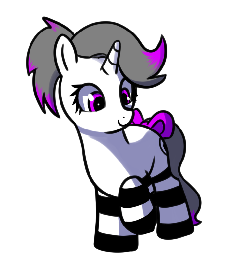 Size: 486x524 | Tagged: safe, artist:neuro, derpibooru import, oc, oc:hazel radiate, unofficial characters only, pony, unicorn, bow, clothes, female, image, mare, png, simple background, smiling, socks, solo, striped socks, tail, tail bow, transparent background