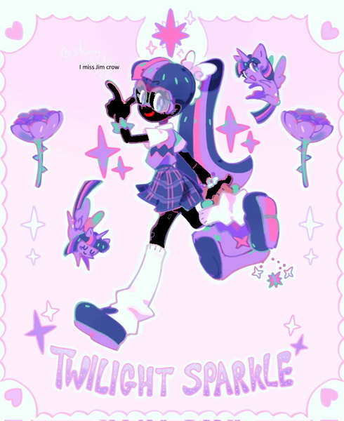 Size: 837x1024 | Tagged: safe, artist:starrysharks, edit, editor:anonymous, ponerpics import, twilight sparkle, equestria girls, blackface, image, jpeg