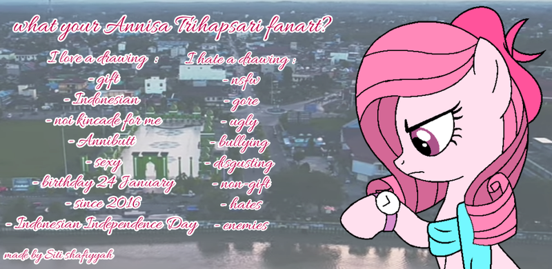 Size: 932x454 | Tagged: safe, artist:noi kincade, artist:tanahgrogot, derpibooru import, oc, oc:annisa trihapsari, unofficial characters only, earth pony, pony, earth pony oc, female, ibispaint x, image, indonesia, mare, photo, png, solo, watch