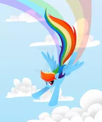 Size: 1500x1800 | Tagged: safe, artist:joellethenose, derpibooru import, rainbow dash, pegasus, pony, cloud, female, flying, image, jpeg, lineless, looking at you, mare, rainbow trail, sky, smiling, solo, spread wings, watermark, wind, windswept mane, wings