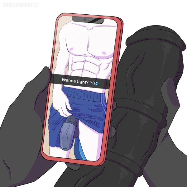 Size: 2048x2048 | Tagged: explicit, artist:shallowwin, derpibooru import, king sombra, shining armor, anthro, anatomically incorrect, clothes, exposing, image, jpeg, male, masturbation, mobile phone, nudity, partial nudity, penis, phone, sexting, smartphone, solo, solo male, topless