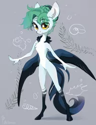 Size: 2145x2804 | Tagged: safe, artist:mithriss, derpibooru import, oc, oc:silvia, unofficial characters only, anthro, pegasus, unguligrade anthro, chest fluff, cute, female, hairstyle, image, png, solo, spread wings, wings
