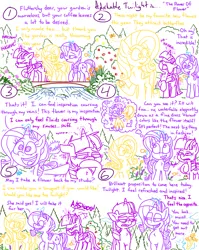 Size: 4779x6013 | Tagged: safe, artist:adorkabletwilightandfriends, derpibooru import, fluttershy, rarity, twilight sparkle, twilight sparkle (alicorn), alicorn, butterfly, insect, comic:adorkable twilight and friends, adorkable, adorkable twilight, allergies, bridge, clothes, comic, cup, cute, dork, dress, fashion, flower, food, friendship, funny, garden, happy, image, magic, mountain, mucus, nostrils, png, pollen, pre sneeze, pretty, river, sassy, scenery, slice of life, smiling, sneeze cloud, sneezing, snot, spill, spilled drink, stream, tea, teary eyes, thought bubble, thoughts, water