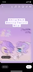 Size: 828x1792 | Tagged: safe, artist:enperry88, derpibooru import, screencap, berry sweet, violet twirl, earth pony, pegasus, pony, berrytwirl, coat markings, crying, duo, duo female, female, friendship student, gradient background, happy, holding, holding hooves, i ship it, image, lesbian, looking at each other, looking at someone, love, mare, pinto, png, raised hoof, shipping, simple background, smiling, smiling at each other, socks (coat marking), tears of joy, violet background, yellow background