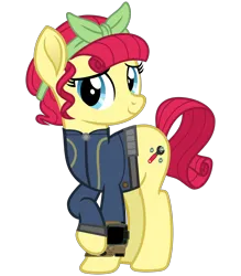 Size: 2800x3200 | Tagged: safe, artist:ponygamer2020, derpibooru import, torque wrench, earth pony, pony, fallout equestria, rainbow roadtrip, atorqueable, bandana, clothes, cute, fallout, female, high res, image, jumpsuit, looking at you, mare, overalls, pipboy, png, raised hoof, shy, shy smile, simple background, smiling, smiling at you, solo, transparent background, vault suit, vector
