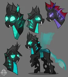 Size: 2648x3000 | Tagged: safe, derpibooru import, pharynx, thorax, bug pony, changedling, changeling, insect, blue eyes, brothers, changedling brothers, doodle, fangs, happy, image, king thorax, male, png, prince pharynx, purple changeling, redesign, sad, scar, siblings