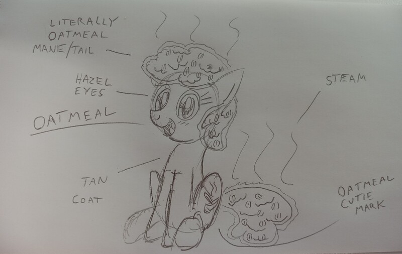 Size: 4160x2631 | Tagged: safe, anonymous artist, derpibooru import, oc, oc:oatmeal, earth pony, pony, 4chan, female, food, image, jpeg, mare, monochrome, oatmeal, oats, open mouth, pencil drawing, reference sheet, smiling, traditional art