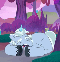 Size: 476x493 | Tagged: safe, derpibooru import, screencap, pony, unicorn, my little pony: tell your tale, spoiler:g5, spoiler:my little pony: tell your tale, alphabetes, alphabittle blossomforth, animated, bridlewood, cropped, drool, drool string, eyes closed, forest, freckles, g5, gif, heart, heart hoof, image, lying, lying down, lying on the ground, male, prone, puphunt, saliva puddle, salivating, sleeping, snoring, solo, stallion, tree, underhoof, youtube link