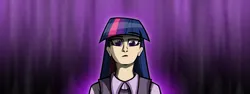 Size: 4000x1500 | Tagged: safe, artist:deroach, derpibooru import, twilight sparkle, twilight sparkle (alicorn), alicorn, human, fanfic, abstract background, clothes, equestria project humanized, humanized, image, png