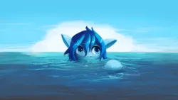 Size: 3000x1687 | Tagged: safe, artist:replacer808, derpibooru import, oc, oc:happy dream, unofficial characters only, pony, cloud, image, png, solo, submerged, water