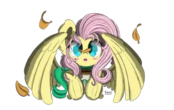 Size: 3300x2100 | Tagged: safe, artist:hisp, derpibooru import, fluttershy, pegasus, pony, autumn, blushing, clothes, coffee, cute, image, leaves, png, scarf, simple background, starbucks, transparent background, wings