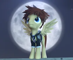 Size: 1308x1080 | Tagged: safe, artist:pika-robo, derpibooru import, ponified, pegasus, pony, fanfic:kingdom hearts of harmony, 3d, download at source, downloadable, image, kingdom hearts, kingdom hearts of harmony, male, moon, night, png, solo, sora, source filmmaker