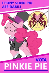 Size: 258x385 | Tagged: safe, derpibooru import, pinkie pie, clothes, image, italian, italy, png, politics, ponyville flag, propaganda, propaganda poster, tuxedo