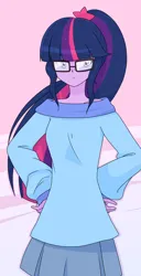 Size: 1280x2500 | Tagged: safe, artist:batipin, derpibooru import, sci-twi, twilight sparkle, equestria girls, clothes, glasses, hand on hip, image, looking at you, png, skirt, solo