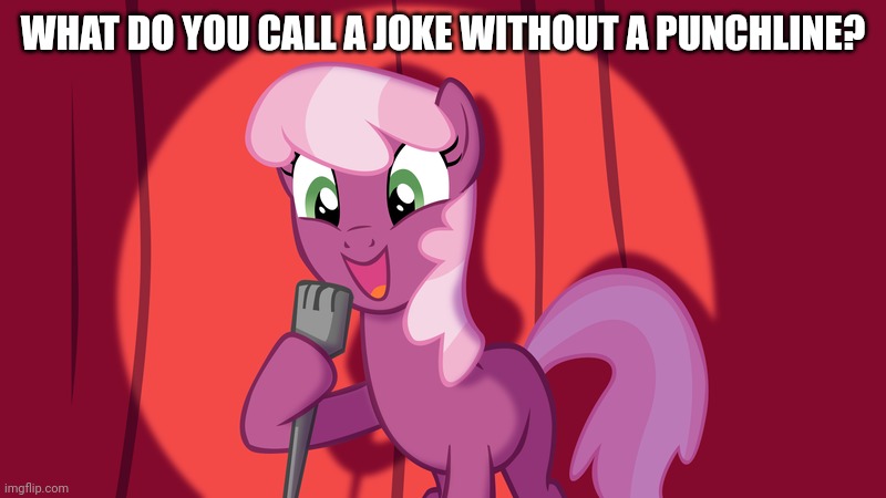 Size: 800x450 | Tagged: safe, derpibooru import, cheerilee, pony, caption, image, image macro, joke, jpeg, solo, stand-up comedy, text