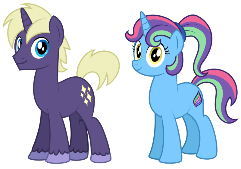 Size: 4158x2910 | Tagged: safe, artist:aleximusprime, derpibooru import, oc, oc:aurora shine, oc:aurora shine (mlsiad), oc:midnight hue, unofficial characters only, unicorn, flurry heart's story, father, female, horn, husband and wife, image, male, mother, mother and father, my little sister is a dragon, parent, png, ponytail, unicorn oc