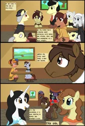 Size: 3200x4744 | Tagged: safe, artist:mr100dragon100, derpibooru import, oc, oc:elizabeth, oc:thomas the wolfpony, bat pony, pegasus, pony, unicorn, comic:a house divided, adam (frankenstein monster), bar, comic, dark forest au's dr. jekyll and mr. hyde, dark forest au's dracula, dark forest au's matthew, dark forest au's phantom of the opera (erik), female, image, mare, png