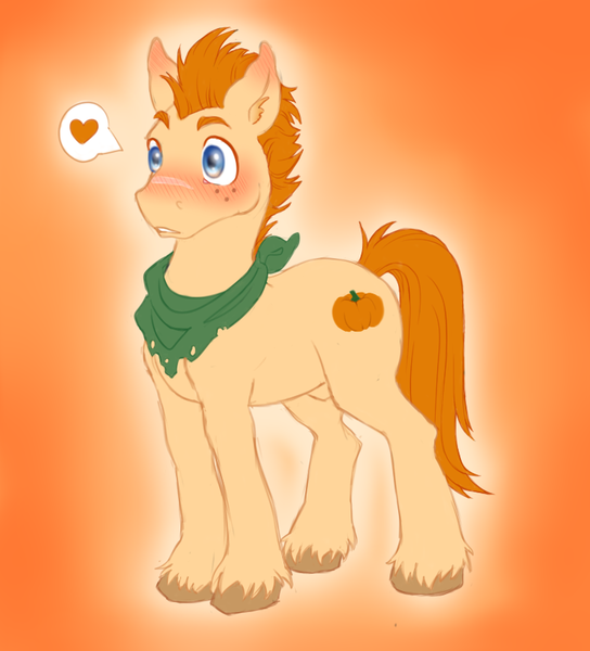 Size: 772x852 | Tagged: safe, artist:grob-ert, derpibooru import, oc, unofficial characters only, earth pony, pony, blushing, eyes wide, heart, image, png, solo, sugar pumpkin