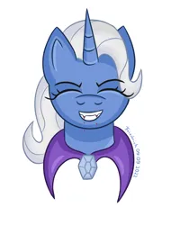 Size: 720x900 | Tagged: safe, artist:friedrich911, derpibooru import, trixie, pony, undead, unicorn, vampire, blood, eyes closed, fangs, female, grin, image, mare, png, smiling, solo