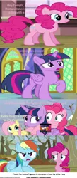 Size: 1552x3548 | Tagged: safe, artist:thegamerpainter, derpibooru import, edit, edited screencap, screencap, fluttershy, pinkie pie, twilight sparkle, twilight sparkle (alicorn), alicorn, earth pony, human, pegasus, pony, tanks for the memories, baby, baby pony, comic, copyright, discovery family, discovery family logo, disney, hercules, image, logo, looking at you, male, pegasus (hercules), pinkie being pinkie, png, spoilers for another series, stallion, text