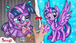 Size: 1280x720 | Tagged: safe, artist:seegi channel, derpibooru import, twilight sparkle, twilight sparkle (alicorn), alicorn, pony, my little pony: pony life, burger, cake, candy, crying, donut, fat, food, g4, hamburger, image, jpeg, lollipop, messy eating, twilard sparkle, twilight burgkle, weight loss, youtube link, youtube thumbnail