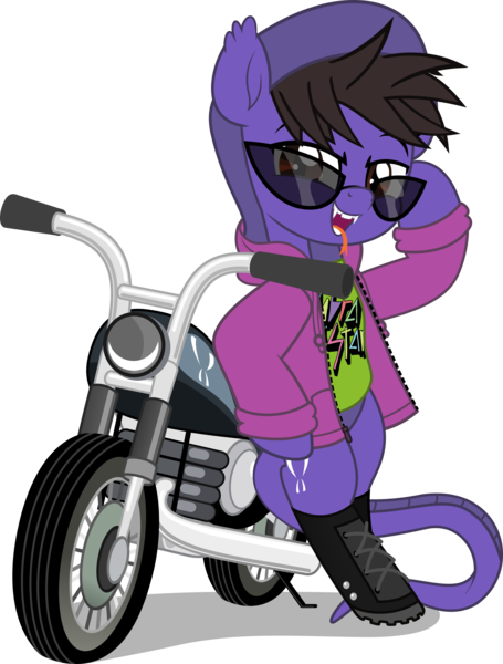 Size: 3791x5000 | Tagged: safe, artist:jhayarr23, derpibooru import, ponified, original species, pony, snake, snake pony, bipedal, boots, clothes, cobra starship, commission, fangs, forked tongue, gabe saporta, hoodie, image, male, motorcycle, png, scales, shoes, simple background, snake tail, solo, tail, transparent background, ych result