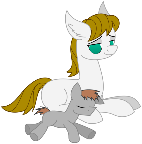 Size: 2431x2466 | Tagged: safe, artist:emc-blingds, derpibooru import, oc, unofficial characters only, pony, colt, duo, ear fluff, eyes closed, foal, image, lying down, male, png, prone, simple background, sleeping, stallion, transparent background