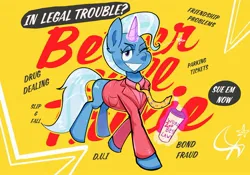 Size: 2694x1881 | Tagged: safe, artist:another_pony, derpibooru import, trixie, pony, unicorn, better call saul, clothes, grin, image, jacket, jpeg, looking at you, magic, necktie, one eye closed, parody, saul goodman, smiling, telekinesis, wink, winking at you