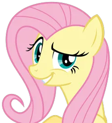 Size: 1975x2166 | Tagged: safe, artist:sketchmcreations, derpibooru import, fluttershy, pegasus, pony, a bird in the hoof, season 1, always works, dreamworks face, female, grin, image, looking at you, mare, png, simple background, smiling, smug, transparent background, vector