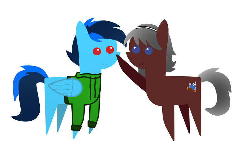 Size: 10000x6000 | Tagged: safe, artist:freestadiumtix, derpibooru import, oc, oc:shy-fly, oc:snowblaze, unofficial characters only, earth pony, pegasus, pony, boop, clothes, cute, duo, female, image, male, mare, ocbetes, png, pointy ponies, simple background, stallion, sweater, white background