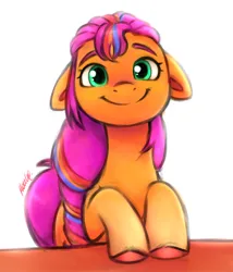 Size: 1898x2214 | Tagged: safe, artist:buttersprinkle, derpibooru import, sunny starscout, earth pony, pony, cute, female, floppy ears, g5, image, mare, multicolored hair, png, simple background, smiling, solo, sunnybetes, white background