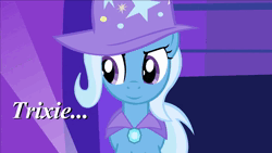 Size: 1280x720 | Tagged: safe, artist:bogylebronies, artist:heathrin18, derpibooru import, trixie, pony, unicorn, 2012, absurd file size, all that, animated, cape, clothes, female, hat, image, implied discord, know your mare, mare, parody, sound, trixie's cape, trixie's hat, trollcord, webm