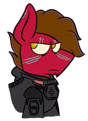 Size: 800x1100 | Tagged: safe, artist:grandfinaleart, derpibooru import, oc, oc:grand finale, unofficial characters only, pony, augmented, brown hair, brown mane, brown tail, clothes, cyberpunk, digital art, facial hair, goatee, golden eyes, image, male, png, pony oc, red fur, simple background, solo, stallion, stallion oc, suit, tail, transparent background