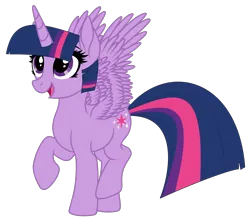 Size: 3898x3485 | Tagged: safe, artist:starshade, artist:twilyisbestpone, derpibooru import, twilight sparkle, twilight sparkle (alicorn), alicorn, pony, adorkable, base used, cute, dork, female, image, mare, open mouth, open smile, png, raised hoof, simple background, smiling, solo, spread wings, transparent background, twiabetes, wings