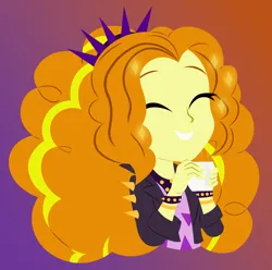 Size: 4496x4466 | Tagged: safe, artist:egor418, derpibooru import, adagio dazzle, human, equestria girls, equestria girls series, sunset's backstage pass!, spoiler:eqg series (season 2), absurd resolution, adoragio, clothes, cute, female, food, gradient background, grin, image, lineless, minimalist, modern art, music festival outfit, png, simple background, smiling, solo, tea
