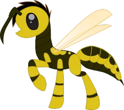 Size: 2596x2310 | Tagged: safe, artist:emc-blingds, derpibooru import, oc, unofficial characters only, insect, original species, wasp, wasp pony, image, png, raised hoof, simple background, solo, transparent background