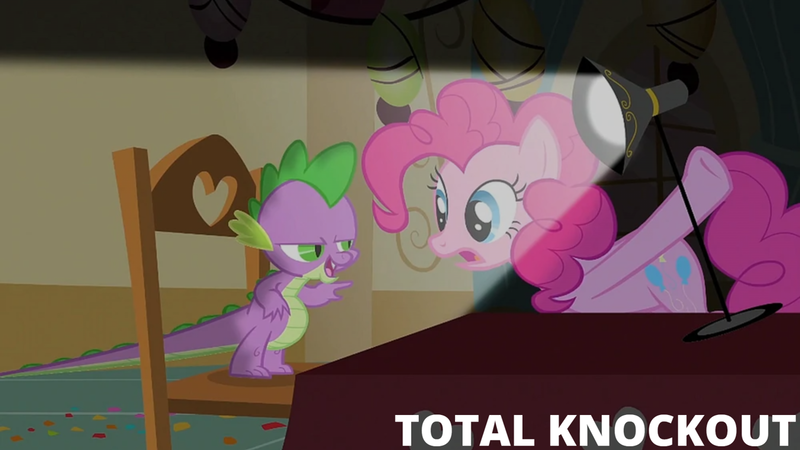 Size: 1280x720 | Tagged: safe, derpibooru import, edit, edited screencap, editor:quoterific, screencap, pinkie pie, spike, party of one, image, png