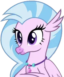 Size: 500x600 | Tagged: safe, derpibooru import, silverstream, classical hippogriff, hippogriff, pony, female, image, looking left, mare, pink skin, png, simple background, sitting, solo, transparent background