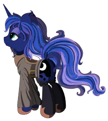 Size: 1252x1408 | Tagged: safe, alternate version, artist:hisp, derpibooru import, princess luna, alicorn, butt, clothes, fanfic art, image, plot, png, robe, simple background, transparent background