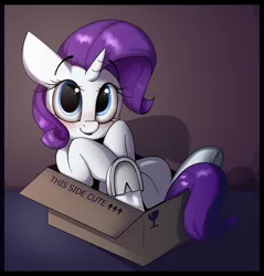 Size: 2100x2200 | Tagged: artist needed, safe, artist:arume-lux, banned from ponybooru, paywalled source, pony, unicorn, art pack:foaling around, blushing, box, cardboard box, cute, female, filly, frog (hoof), image, png, pony in a box, solo, underhoof, younger