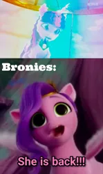 Size: 1920x3228 | Tagged: safe, derpibooru import, edit, edited screencap, screencap, pipp petals, twilight sparkle, twilight sparkle (alicorn), alicorn, pegasus, pony, my little pony: a new generation, my little pony: make your mark, my little pony: make your mark chapter 2, spoiler:my little pony: a new generation, spoiler:my little pony: make your mark, spoiler:my little pony: make your mark chapter 2, big eyes, crystal, crystal brighthouse, dilated pupils, earth pony crystal, faic, female, g5, i can see forever, image, jpeg, logo, mare, netflix, netflix logo, open mouth, pegasus crystal, unicorn crystal, unity crystals, wat