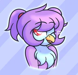 Size: 5445x5265 | Tagged: safe, artist:iceflower99, derpibooru import, oc, oc:june griffon, unofficial characters only, gryphon, birb, bust, griffon oc, image, one eye closed, png, ponytails, simple background, tongue out, video at source, video in description, wink