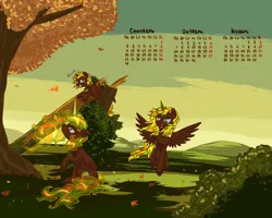Size: 2846x2277 | Tagged: safe, artist:equie, artist:sapsan, oc, oc:equie, unofficial characters only, alicorn, pony, 2013, alicorn oc, autumn, calendar, horn, image, multeity, png, wings