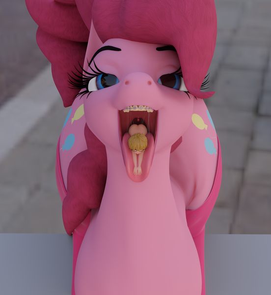 Size: 2688x2920 | Tagged: questionable, artist:sunsetsarsaparilla, derpibooru import, pinkie pie, 3d, blender, image, pinkie pred, png, vore