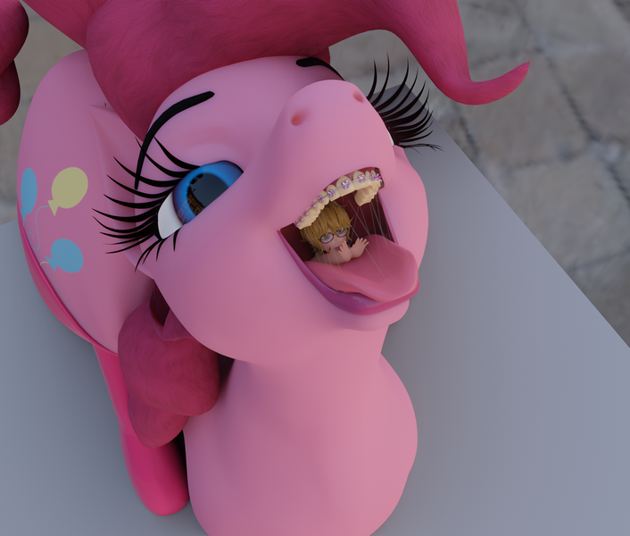 Size: 2688x2286 | Tagged: questionable, artist:sunsetsarsaparilla, derpibooru import, pinkie pie, 3d, blender, image, pinkie pred, png, vore