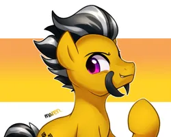 Size: 5000x4000 | Tagged: safe, artist:maren, derpibooru import, oc, oc:dusty katt, unofficial characters only, earth pony, pony, absurd resolution, facial hair, image, male, moustache, outline, png, pointing at self, sitting, solo, stallion